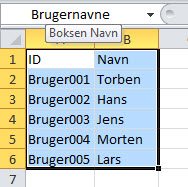 Excel dataområde