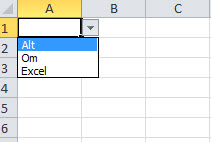 Excel dropdown boks