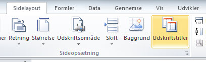 Kolonne overskrift ved print