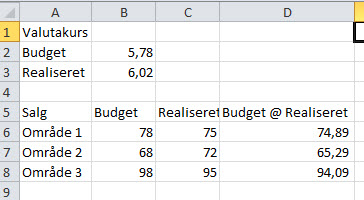 Valutaeffekt i excel