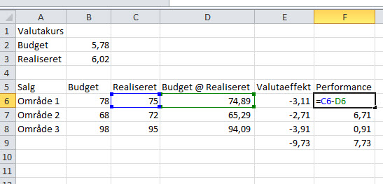 Valutaeffekt i excel