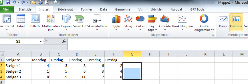 Excel minidiagram